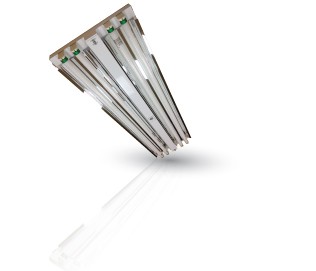 An efficient light duty fluorescent High Bay available with 4 lamps T5 or T8.